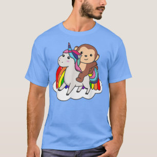 aap op de regenboogdieren van de Unicorn T-shirt