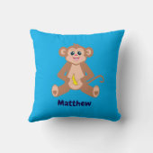 Aap op een Azure Blue Cushion Kussen (Achterkant)