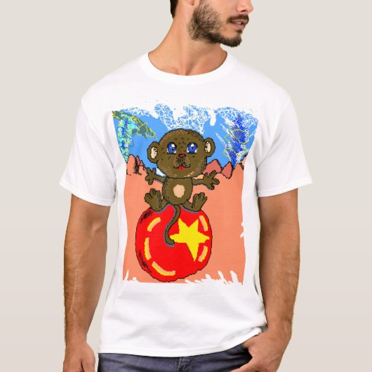 Aap op een bal t-shirt (Voorkant)