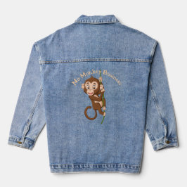 Aap op een wijnmoer ontwerp denim jas denim jacket