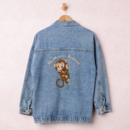 Aap op een wijnmoer ontwerp denim jas jacket