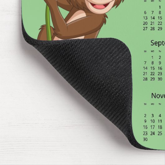 Aap op een wijnstok 2025 Kalender Mousepad Muismat (Hoek)