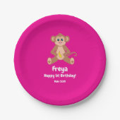 Aap op roze papieren bordje (Voorkant)