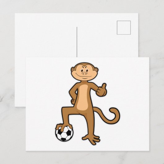 aap op sport met Voetbal Briefkaart (Voorkant / Achterkant)