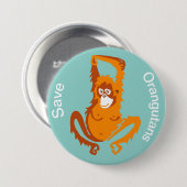 Aap - Red orang-oetans - Bedreigd dier - Natuur - Ronde Button 7,6 Cm (Voorkant /achterkant)