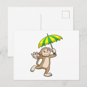 Aap Regen Paraplu Briefkaart (Voorkant / Achterkant)