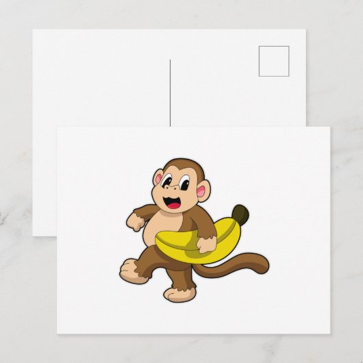 Aap rent met banaan briefkaart (Voorkant / Achterkant)