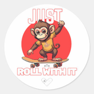 Aap rijden op een skateboard hoodie ronde sticker