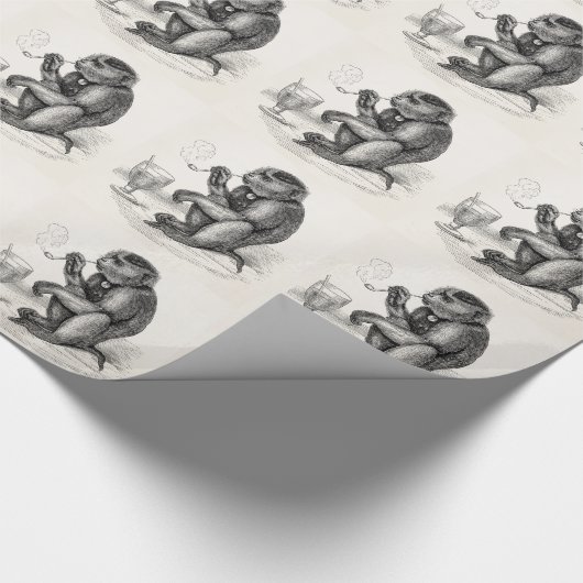 aap Roken pijp apen Dier Cadeaupapier (Hoek)