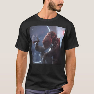 Aap rookt sigaar in de ruimte t-shirt