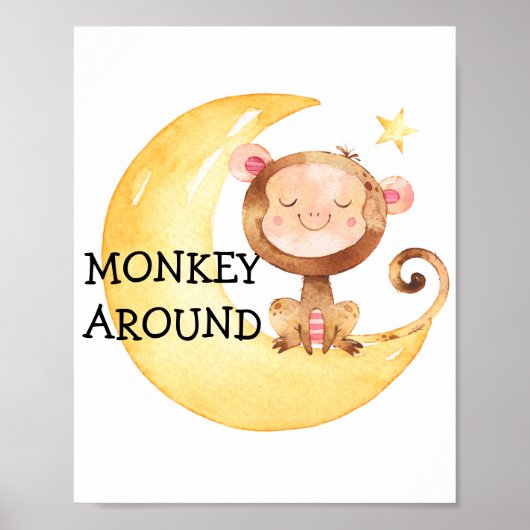 Aap Safari Baby Nursery Poster Citaat Cute (Voorkant)