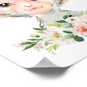 Aap, Safari, Jungle, Roze Bloemen, Meisjeskamer Poster (Hoek)