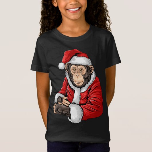 Aap Santa Kostuum Kerstmis Pyjama Cool Zoo Ani T-shirt (Voorkant)