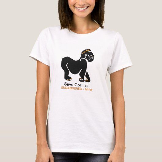 Aap -Save GORILLAS -Conservation - Wildlife - T-shirt (Voorkant)
