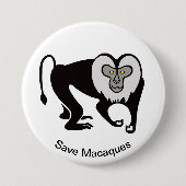 Aap - Save MACAQUES -Bedreigde dieren grafiek Ronde Button 7,6 Cm (Voorkant)