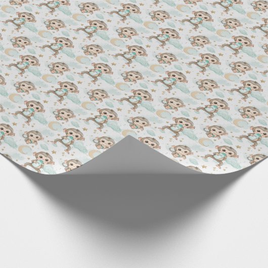 Aap Schattige Baby Pastel Waterverf Patroon Cadeaupapier (Hoek)