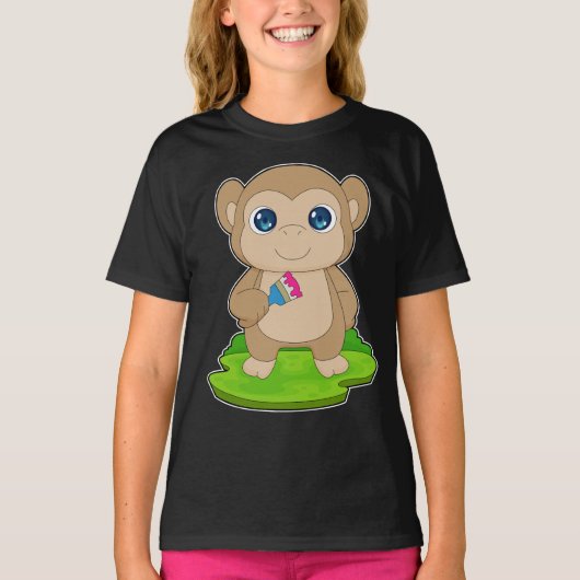 Aap schildert verfkwast Schilderen T-shirt (Voorkant)