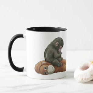 Aap slaat, baby orang-oetan knuffel mok