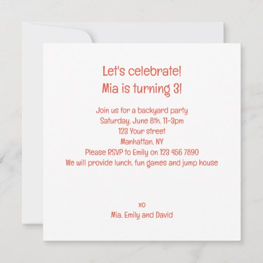 Aap smash taart verjaardag, aap uitnodiging (Achterkant)