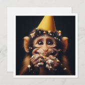 Aap smash taart verjaardag, aap uitnodiging (Voorkant / Achterkant)