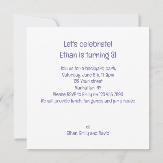 Aap smash taart verjaardag, aap uitnodiging (Achterkant)