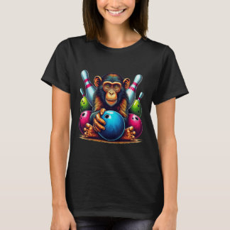 Aap spelen bowling sport liefhebber dier voor mann t-shirt