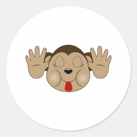 Aap steekt tong uit ronde sticker (Voorkant)