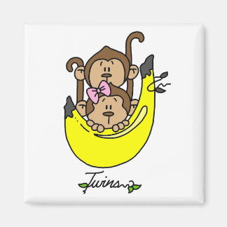 Aap Twin Jongen en Meisje Tshirts en Geschenken Magneet