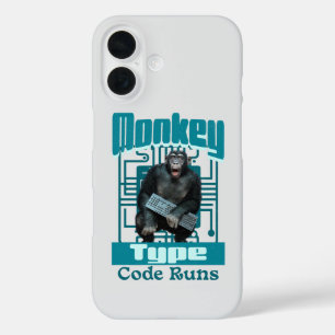 Aap Type, Code Loopt Grappig Full-Stack Ontwikkela iPhone 16 Hoesje