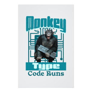 Aap Type, Code Loopt Grappig Full-Stack Ontwikkela Foto Afdruk