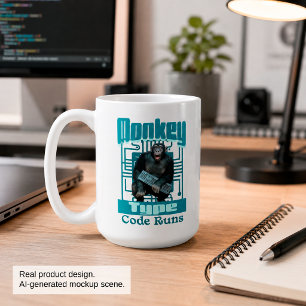 Aap Type, Code Loopt Grappig Full-Stack Ontwikkela Koffiemok