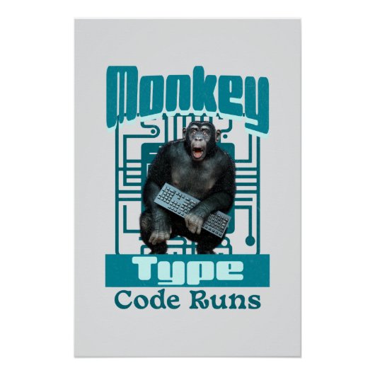 Aap Type, Code Loopt Grappig Full-Stack Ontwikkela Perfect Poster (Voorkant)