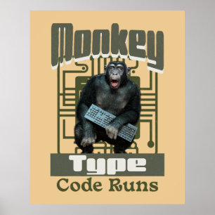Aap Type, Code Loopt Grappig Full-Stack Ontwikkela Poster