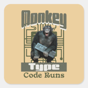 Aap Type, Code Loopt Grappig Full-Stack Ontwikkela Vierkante Sticker