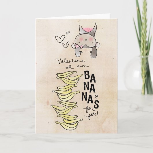 Aap Valentijn | ben ik Bananen voor u Feestdagen Kaart (Voorkant)