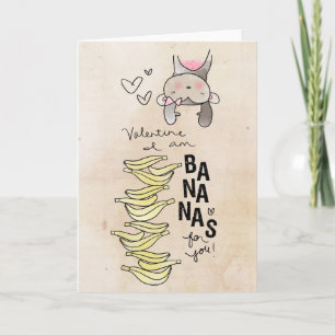 Aap Valentijn   ben ik Bananen voor u Feestdagen Kaart