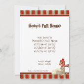 Aap van sokken, rode wagen, geboorteaankondiging j aankondiging (Achterkant)