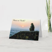 Aap van Vrede op Aarde Apen bij Zonsondergang Vaka Feestdagen Kaart (Voorkant)