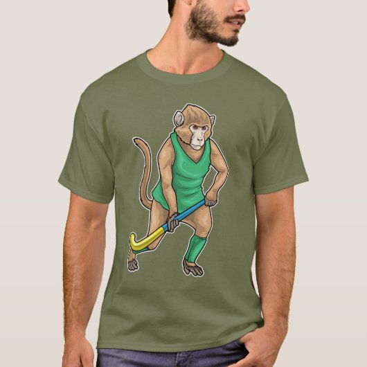 Aap veldhockey Hockeystick T-shirt (Voorkant)