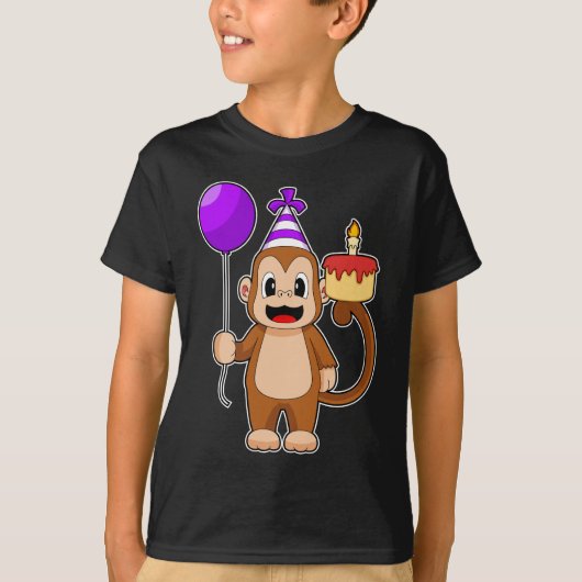 Aap Verjaardagstaart Ballon T-shirt (Voorkant)