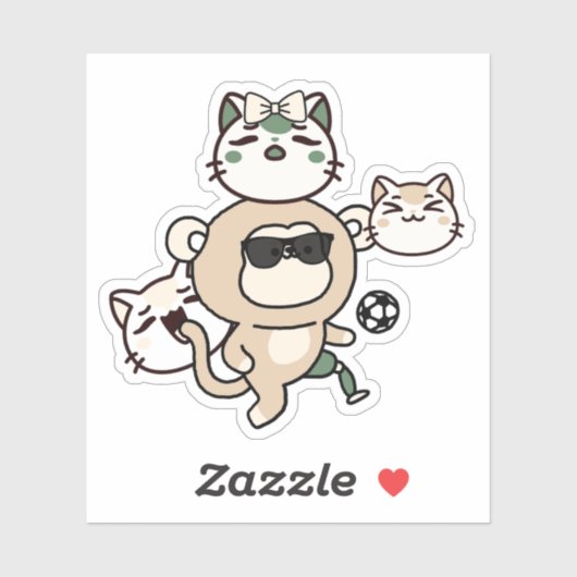 Aap-voetballer met prothese en katten sticker (Vel)