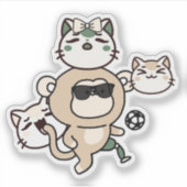 Aap-voetballer met prothese en katten sticker (Voorkant)