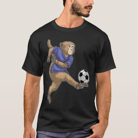 Aap Voetballer Voetbal T-shirt (Voorkant)