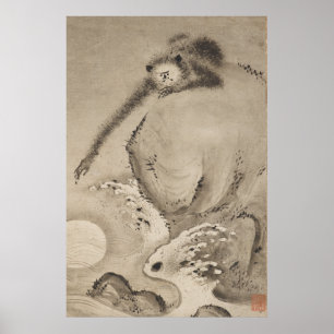 aap voor de maan in Japan Poster