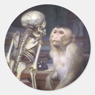 aap voor het skelet ronde sticker