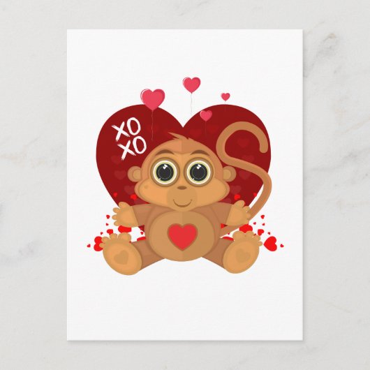 Aap voor Valentijnsdag  Briefkaart (Voorkant)