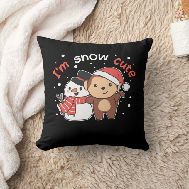 aap waar ik van hou... veel Snowman Pun Kussen (Deken)