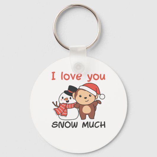 aap waar ik van hou... veel Snowman Pun Sleutelhanger (Voorkant)