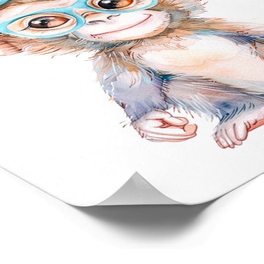 Aap Wild Safari Dieren Verjaardagsfeest Poster (Hoek)