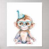 Aap Wild Safari Dieren Verjaardagsfeest Poster (Voorkant)